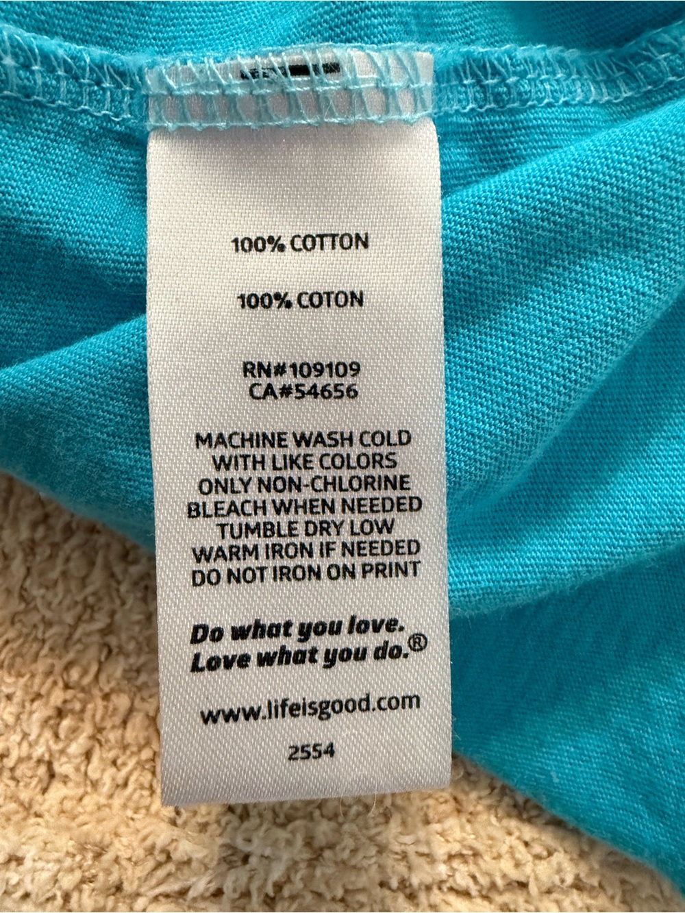 Life Is Good Turquoise V-Neck Tee with Turtle Graphic - Picture 4 of 6